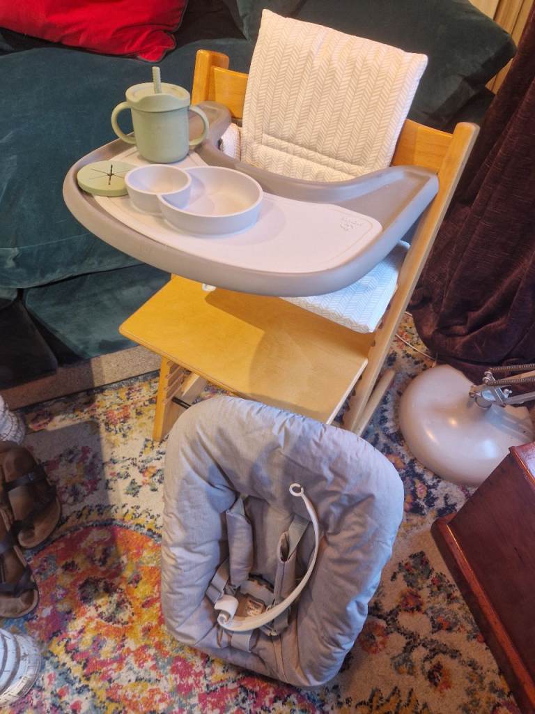 Stokke Tripp trapp highchair in beech with all the attachments 