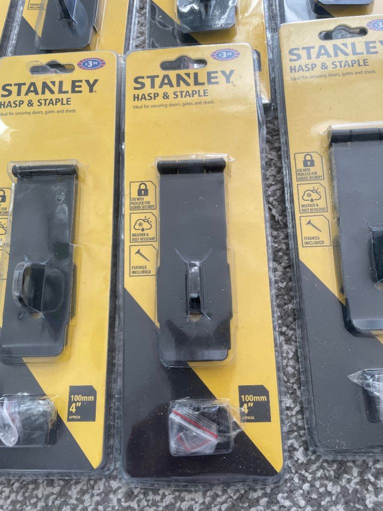 New 8 STANLEY Hasp & Staple 100mm (4") Door/Gate Lock