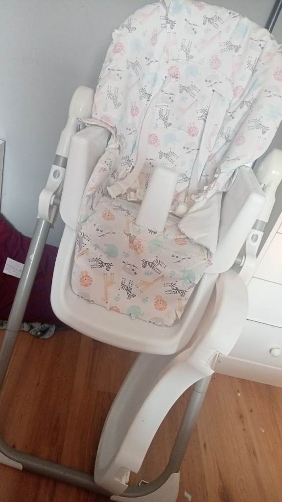 White Baby High Chair – Good Condition and trike