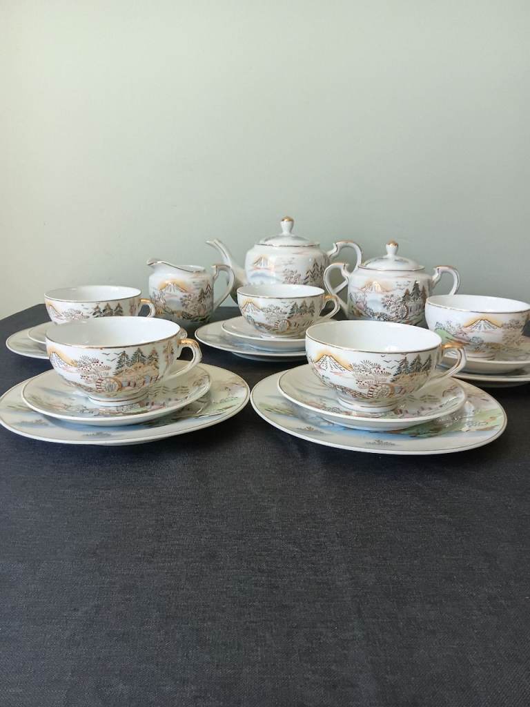 Kutani ware hand painted china tea set 