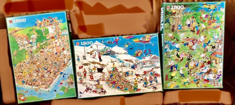 Jumbo Jan van Haasteren 1500 Piece Puzzles - Set of 3, Good Condition