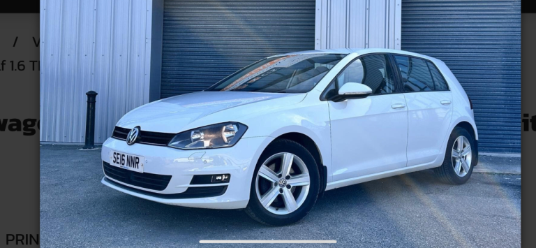 2016  Volkswagen Golf. 1.6 tdi Match BlueMotion Tech , 1 firmer keeper , Service History 