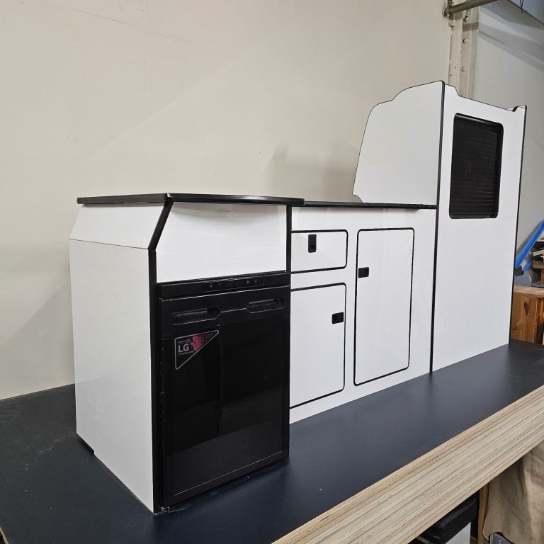 Nissan Elgrand Campervan Furniture Unit White & Black | Premium CNC Build | Fridge & Hob Options
