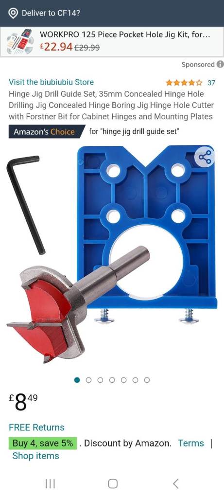 Kitchen door hinge drill & jig