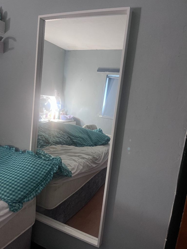 Large Full-Length Mirror with Clean White Frame