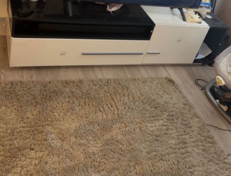 White and Black TV Unit with Drawers – Good Condition
