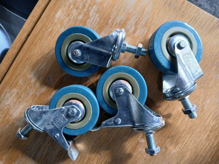 New 75mm Blue Castor Wheels – Set of 4