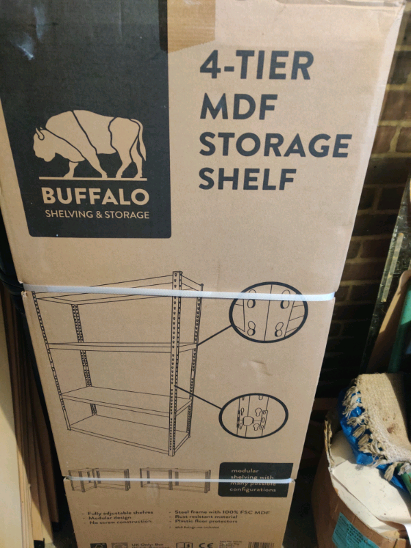 Buffalo 4 Tier MDF Storage Shelf -1220mm