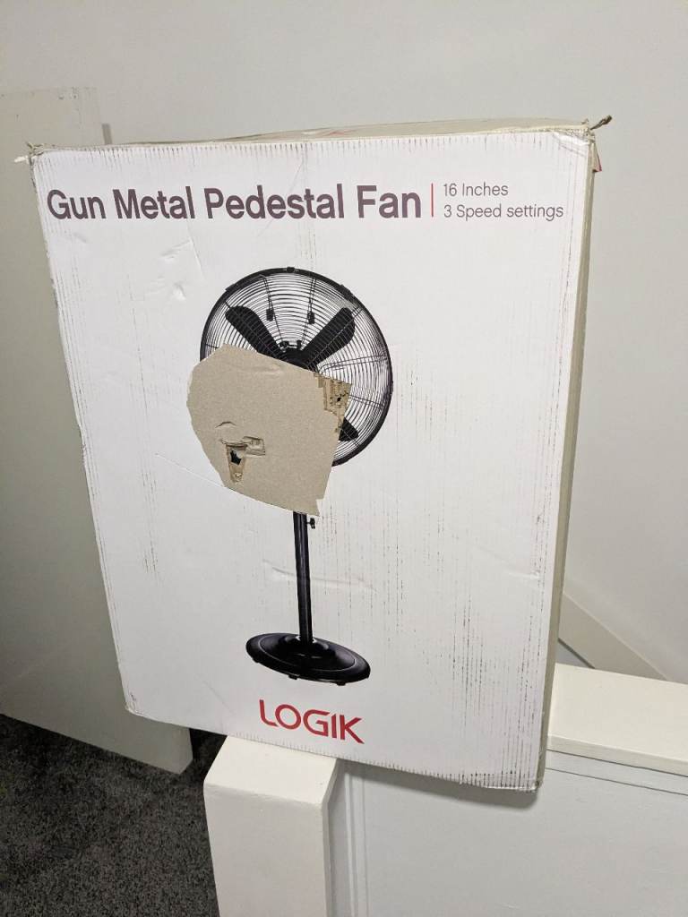 LOGIK 18-inch Gun Metal Pedestal Fan – Brand New