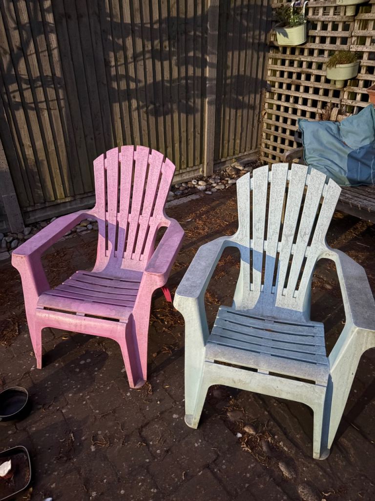 Blue and pink chairs