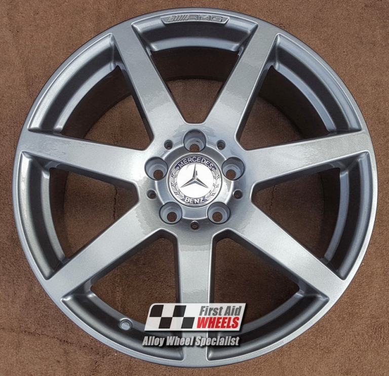 R244G Swap MERCEDES C CLASS 4x 18'' GENUINE AMG 7 SPOKE TITANIUM GREY ALLOY WHEELS