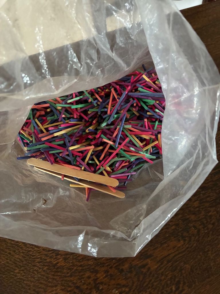 Large Bag of Colourful Wooden Craft Sticks