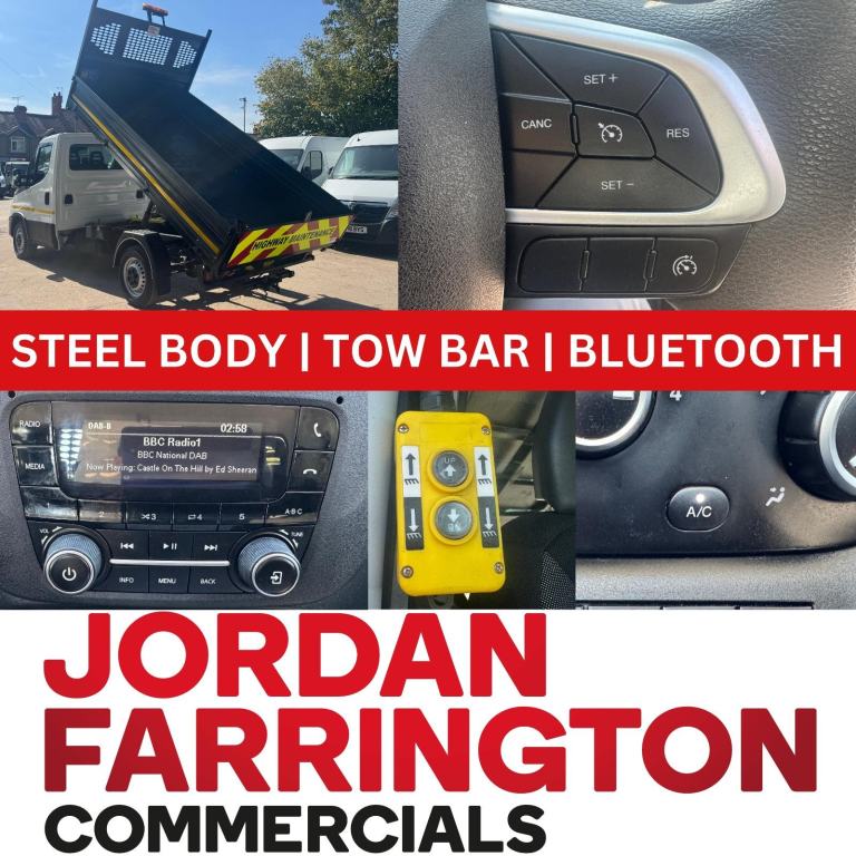 2023 ' 23 reg' IVECO DAILY RWD SRW SINGLE CAB STEEL BODY TIPPER WITH AIR-CON FSH