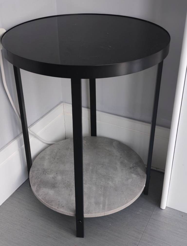 Black Round Side Table with Concrete Effect Shelf | in Hamilton, South ...
