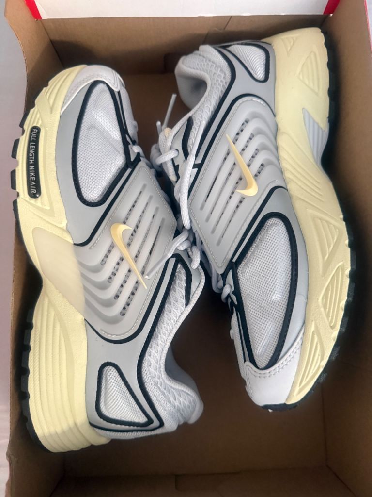 New Nike Trainers – White and Grey with Yellow Accents