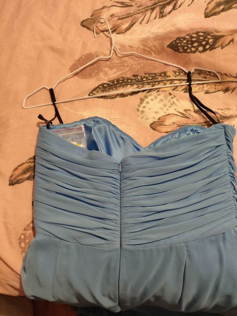 New Cornflower Blue Full Length Strapless Empire Dress UK Size 6