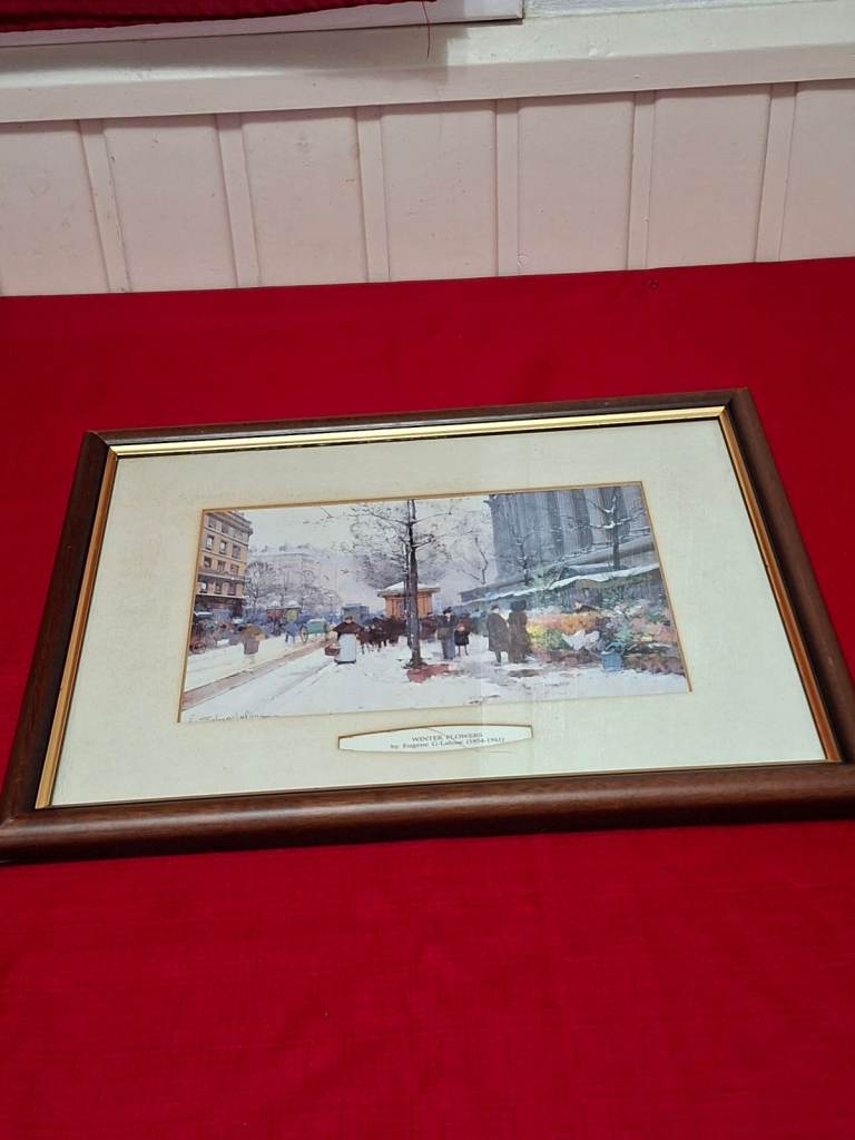 image for VINTAGE PRINT IN FRAME – WINTER FLOWERS by EUGENE G. LALOUE