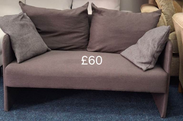 Compact grey Fabric Sofa with Cushions – local delivery available 