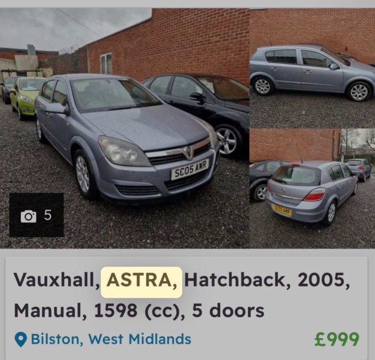 Vauxhall, ASTRA, Hatchback, 2005, Manual, 1598 (cc), 5 doors