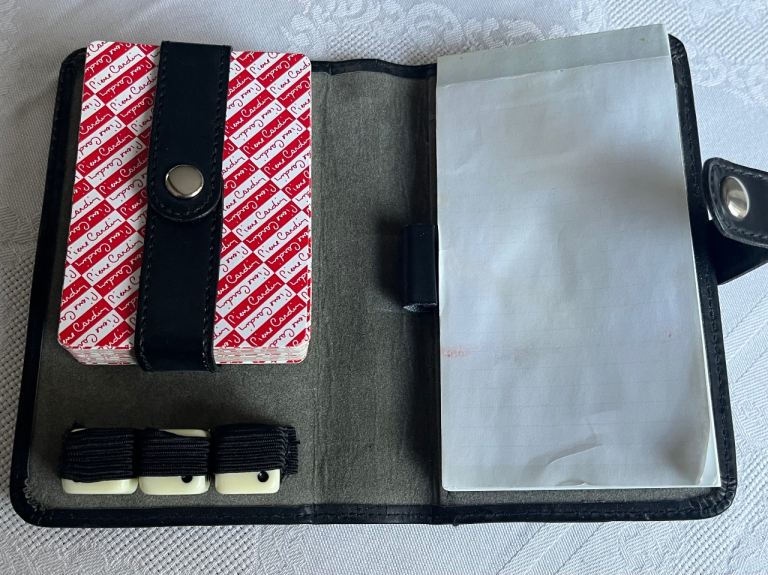 Vintage Pierre Cardin Travel Card Game Set – Leather-Look Folio