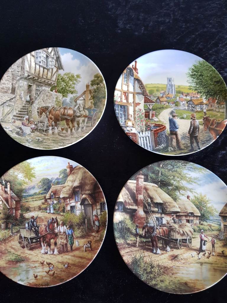 Four Wedgewood Collectable Plates of Rustic Scenes. 