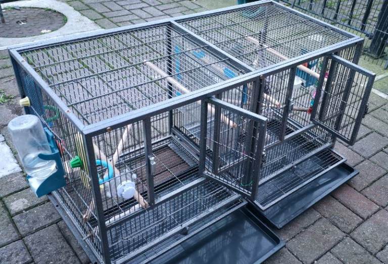 Strong Spacious double bird parakeet cage Two sections