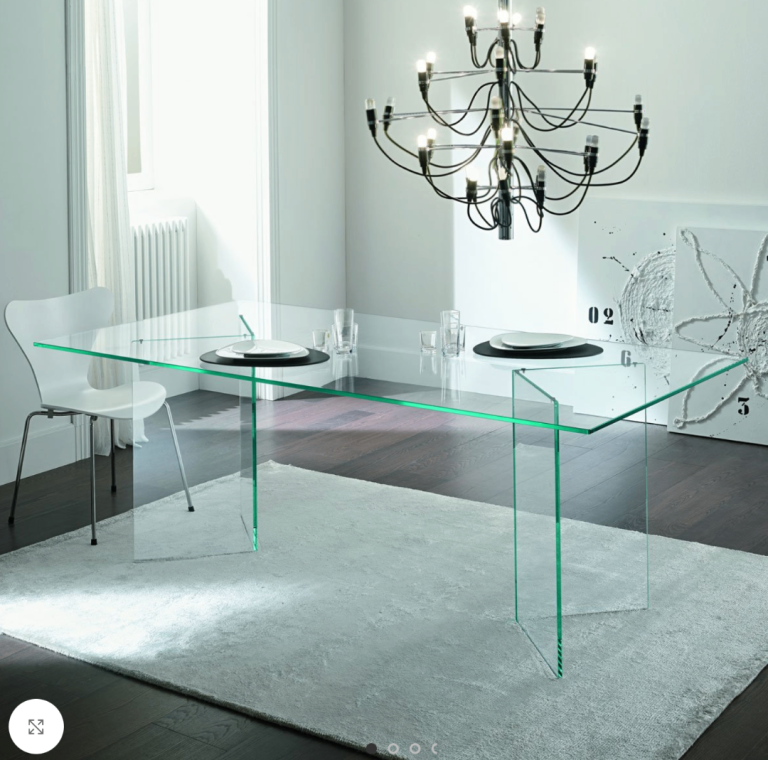 Tonelli Bacco glass dining table from Italian Tonelli Design. 180cm long x 100cm wide