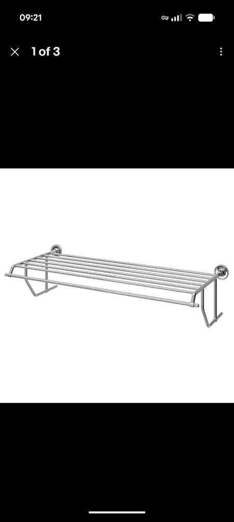 New ikea BROFJÄRDEN Wall shelf with towel rail, chrome effect, 75x29 cm UK