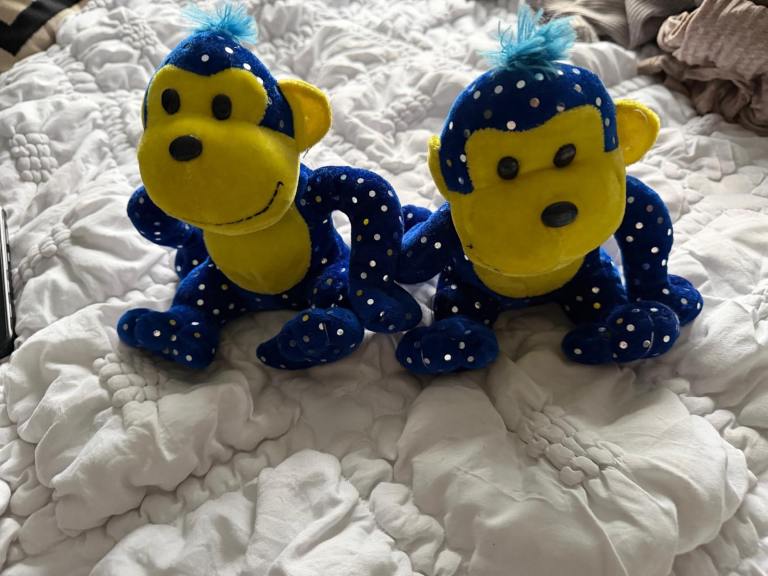 2 soft sparkly poker dot monkey teddy’s set of 2
