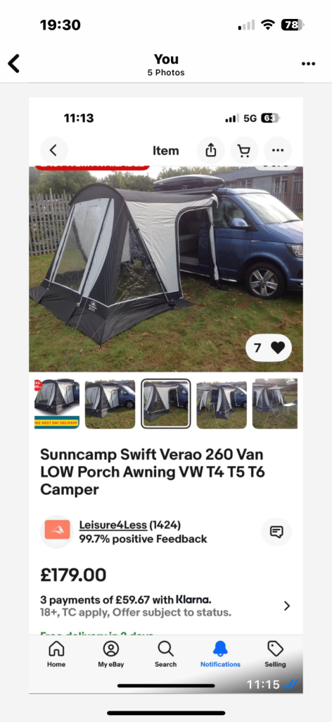 Campervan awning 