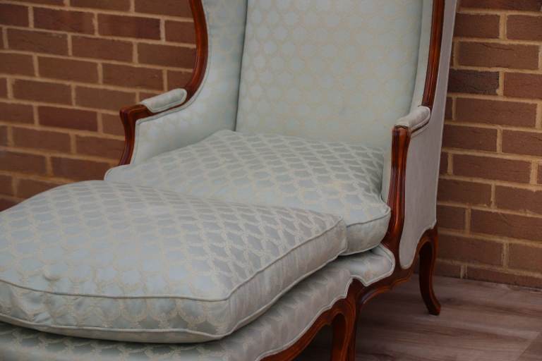 Wesley Barrell French Wingback Armchair with Footstool (UK Delivery)