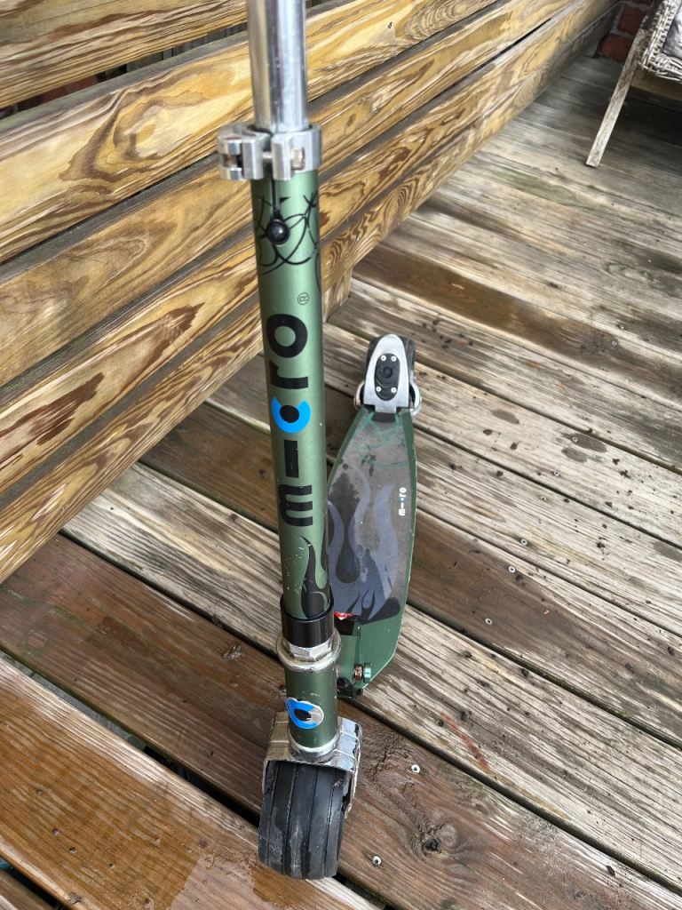 Micro Scooter - Green with Flame Design, Good Condition