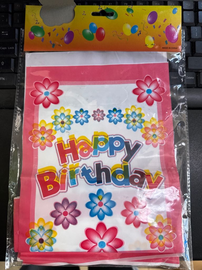 10 Happy Birthday Party Bags - Multicoloured, New
