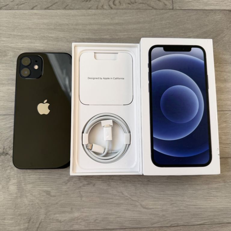 iPhone 12 64GB Black Unlocked – Like New, 100% Battery, Boxed