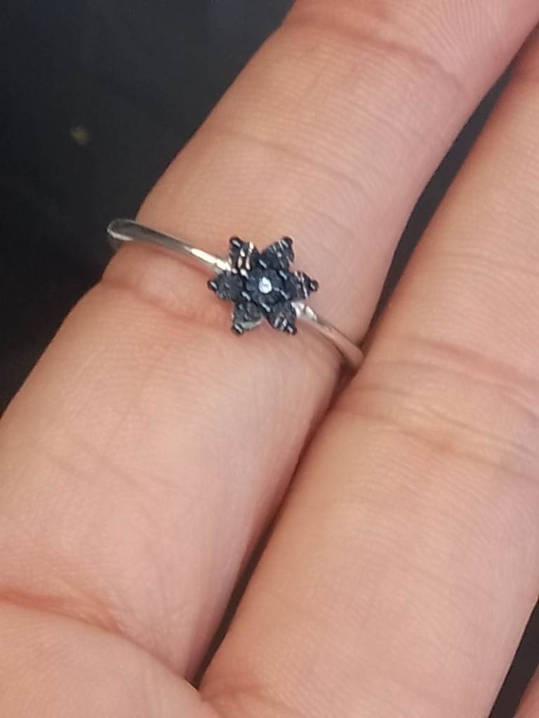 natural blue diamond ring. Rhodium overlay. Certificate of Authenticity 