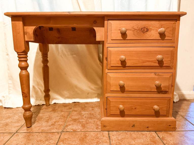 image for Wooden Desk / Dressing Table with 4 Drawers, Solid Pine
