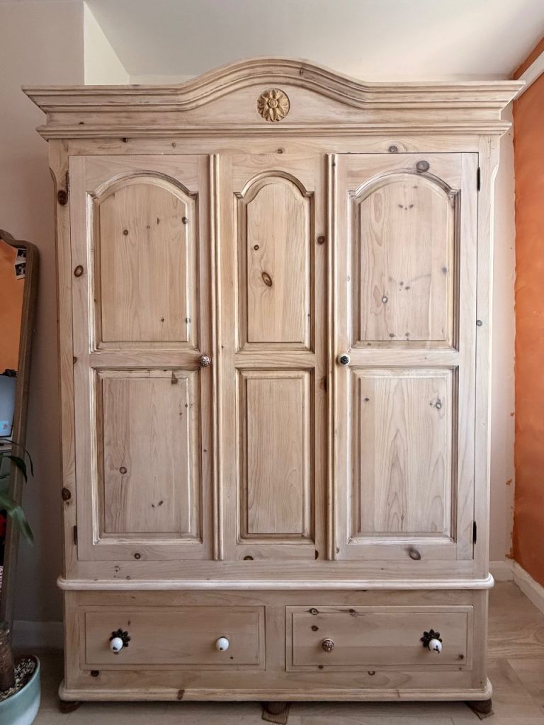 Victorian style solid pine wardrobe 