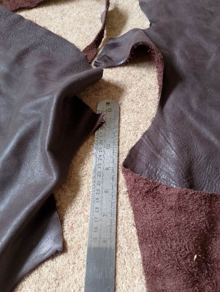 Dark brown leather pieces for repairs/ crafting 
