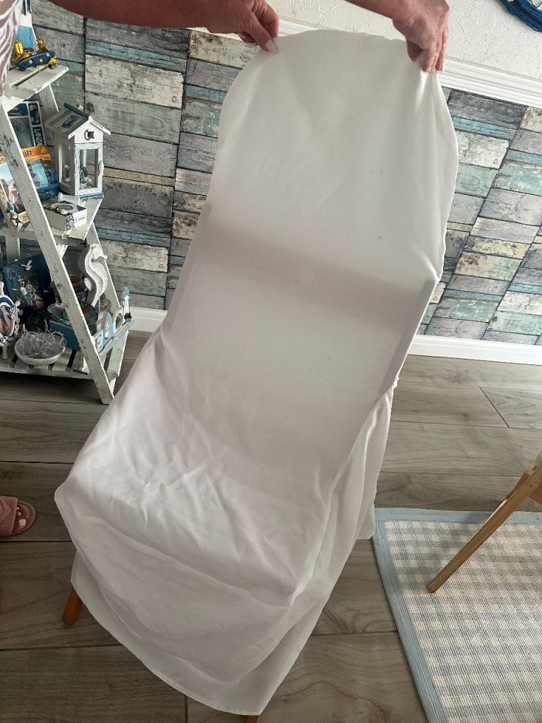 Set of 38 White Fabric Chair Covers – Good Condition