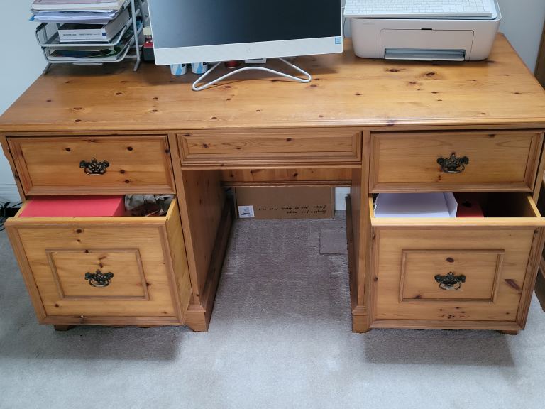 Pine desk, W150cm, D65cm, H75cm