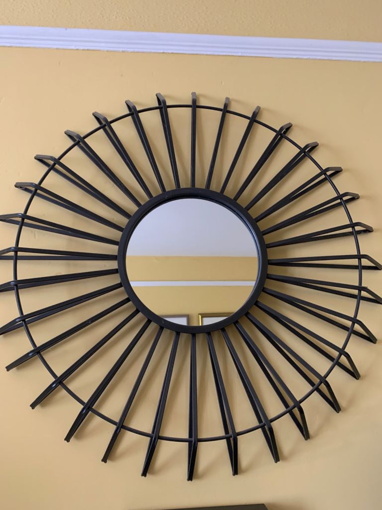 Black Metal Sunburst Mirror – Good Condition