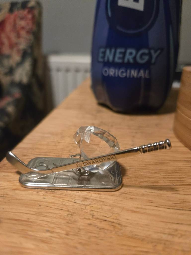 Swarovski ice hockey helmet and puck 