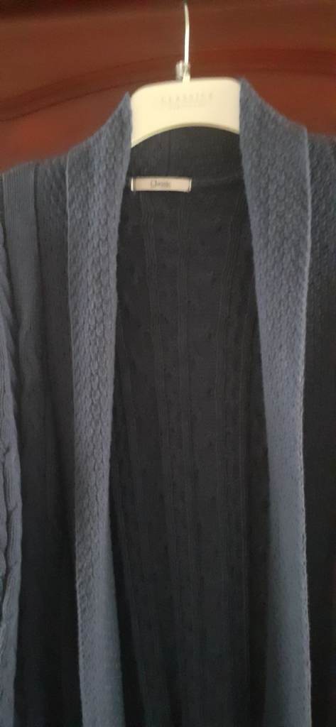 Dark Navy Blue Open Cable Knit Cardigan – Good Condition