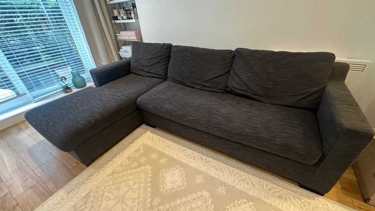 Dwell charcoal left corner storage-bed sofa 