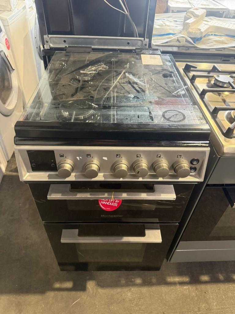 Montpellier double oven gas cooker with glass lid 50cm  