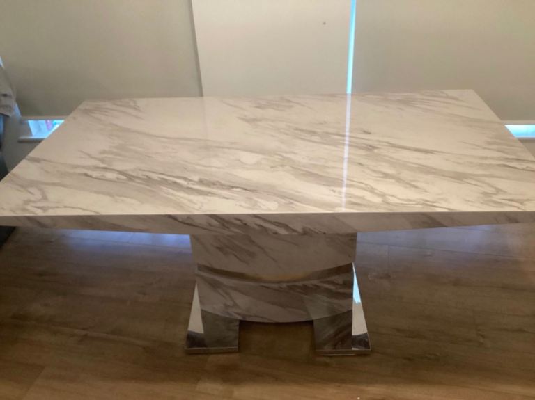 Stunning White Marble Dining Table – Almost New Condition