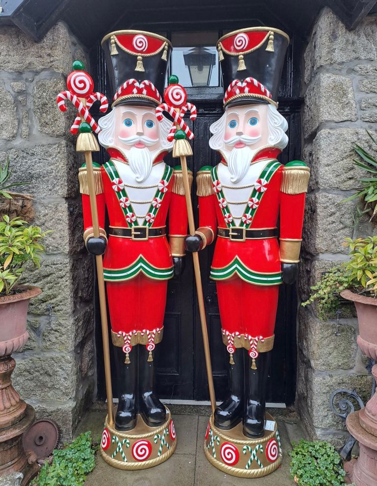 Giant Christmas Nutcracker Eight Foot!!  Pre-Lit Resin Candy Cane Nut Cracker