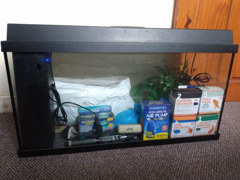 Fish tank with tropical water set up