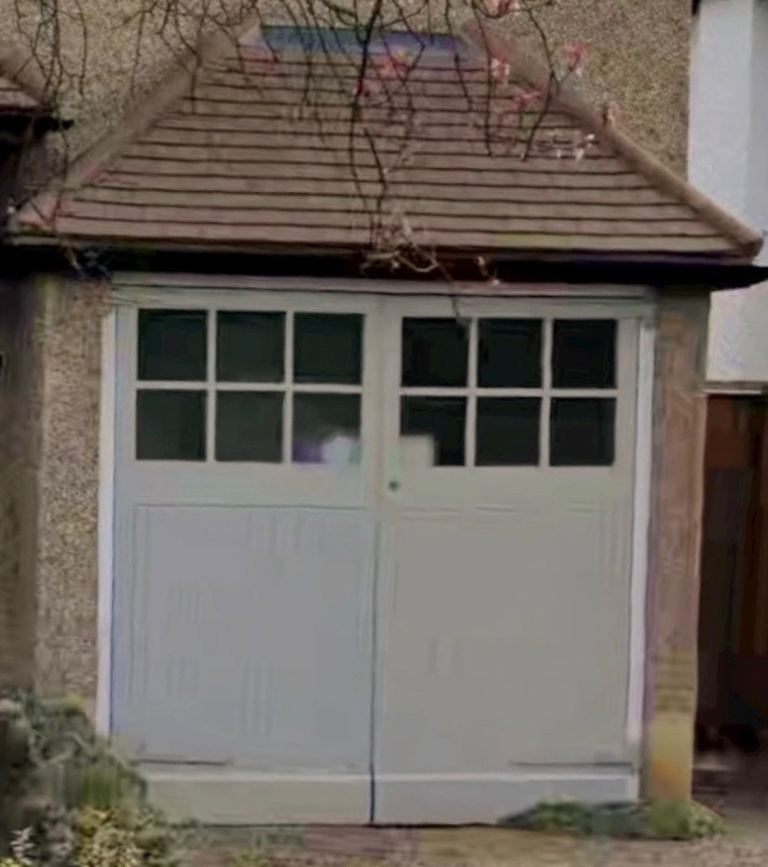 Pair of Wooden Garage Doors with Glass Panels for collection only