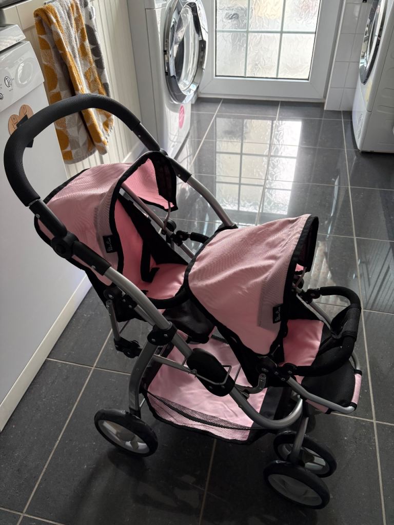 Silver Cross Pink Twin Doll Stroller